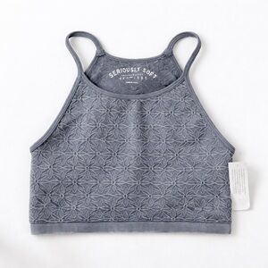 Aéropostale Women’s Seriously Soft Seamless Crop Top Gray Textured Size L NWT